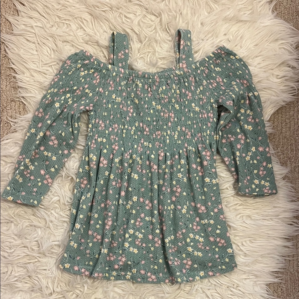 Cloud Chaser Textured Knit Top in Green and Pink